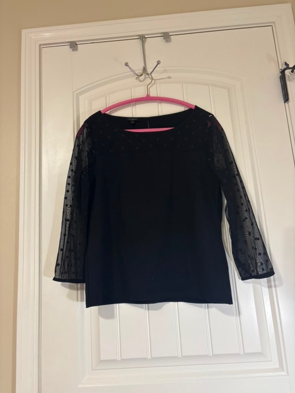 Talbots Black Sheer Dot Sleeve Blouse